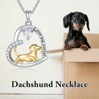 wholesale Sterling Silver Birthstone Dachshund Necklace Dog Lover Gift-1-13-Gold