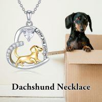 wholesale 925 Sterling Silver Corgi Love Forever Pendant Necklace-1-13-Gold