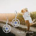 wholesale 925 Sterling Silver Blue Evil Eye Star of David Dangle Drop Leverback Earrings for Women Girls Gift Jewelry Accessories 3cm Long-0-4