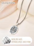 wholesale 925 Sterling Silver St Rita Medal Necklace for Women Girls Catholic Jewelry Prayer Gift 3D Pray For Us Charm Pendant Chain Christian Faith Gifts-0-4