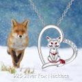 wholesale 925 Sterling Silver Red Fox in Heart Pendant Necklace for Women Girls Gifts Jewelry Accessories-0-5