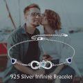 wholesale 925 Sterling Silver Blue Sapphire Infinity Love Charm Bracelet for Women Girls  6-8 Adjustable Length-0-2
