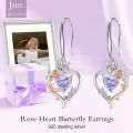 TOUPOP Sterling Silver Alexandrite Heart Butterfly Earrings-0-2