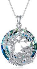 wholesale TOUPOP S925 Sterling Silver Tree Of Life/crescent Moon/sunflower Highland Cow Pendant Necklace For Women With Blue Crystal Jewelry Gifts For Sister Mom Wife Birthday -0-0