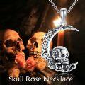 wholesale 925 Sterling Silver Skull Moon Pendant Necklace Gothic Jewelry for Men & Women-0-1