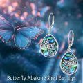 wholesale 925 Sterling Silver Abalone Shell Butterfly Drop Earrings-0-4