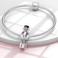 wholesale 925 Sterling Silver Beaded Charm Bracelet with Christmas Snowman & Present Pendants - Holiday s for Women and Teenage Girls-0-1
