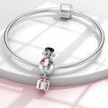 wholesale 925 Sterling Silver Beaded Charm Bracelet with Christmas Snowman & Present Pendants - Holiday s for Women and Teenage Girls-0-1