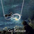 wholesale 925 Sterling Silver Infinity Black Cat & Gold Star Charm Pendant Necklace - Cute s for Women and Girls-0-2