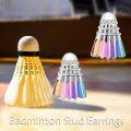 wholesale 925 Sterling Silver Rainbow Shuttlecock Stud Earrings Sporty Gift for Women-0-5