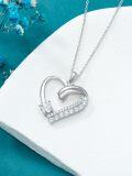 wholesale 925 Sterling Silver 925 Cubic Zirconia Heart Pendant Necklace for Women-0-4
