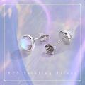 wholesale 925 Sterling Silver Stud Earrings with Round Synthetic Moonstone for Sensitive Ears-0-3
