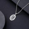 wholesale Sterling Silver Saint Medal Oval Necklace for Men Women Religious Jewelry-0-6