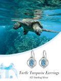 wholesale 925 Sterling Silver Turquoise Turtle Drop Earrings for Women Girls  4cm Long-0-5