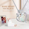 wholesale 925 Sterling Silver Opal Heart & Rose Pendant Necklaces for Women Anniversary Gift Ideas-0-3