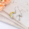 wholesale 925 Sterling Silver Moon Sleeping Cat Dangle Earrings-0-1