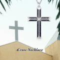 wholesale Sterling Silver Men s Black Cross Necklace with Turquoise Pendant-0-4