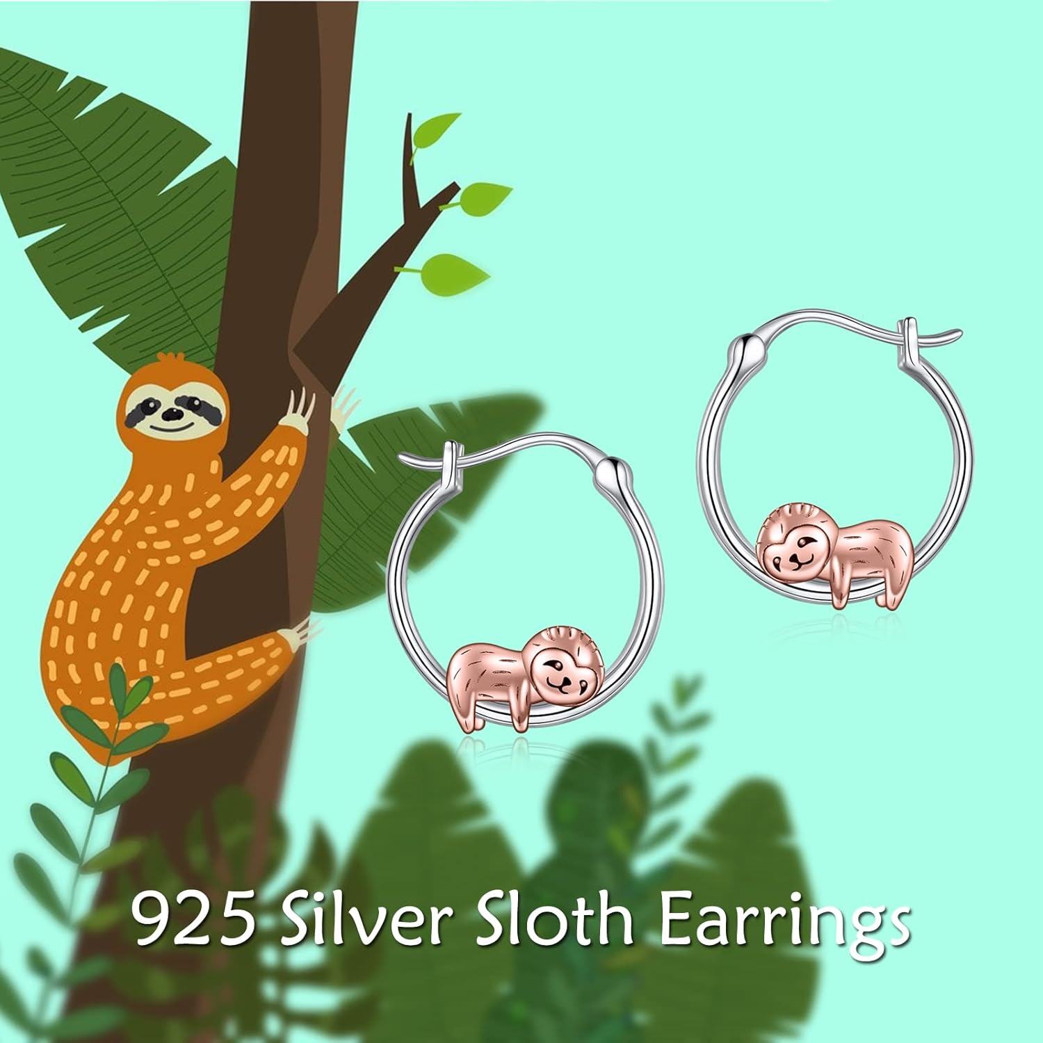 wholesale 925 Sterling Silver Sloth Charm Hoop Earrings  for Women-0-4