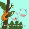 wholesale 925 Sterling Silver Sloth Charm Hoop Earrings  for Women-0-4
