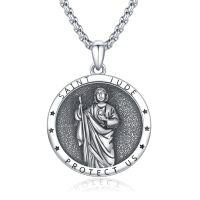 wholesale 925 Sterling Silver Saint Jude Protect Us Religious Medal Pendant Necklace for Men & Women-Saint Jude-Saint Jude