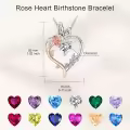 TOUPOP Sterling Silver Diamond April Birthstone Rose Heart Butterfly Pendant Necklace-0-4