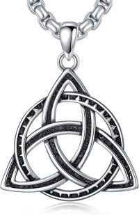 wholesale 925 Sterling Silver Celtic Knot Triquetra Pendant Necklace  Norse Viking  for Women Men-01- Celtic Knot