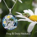 wholesale 925 Sterling Silver Blue Crystal Flower and Frog Pendant Necklace for Women-0-1