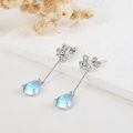 wholesale 925 Sterling Silver Moonstone Drop Earrings Platinum Plated Celtic Knot Flower Teardrop For Women-0-3