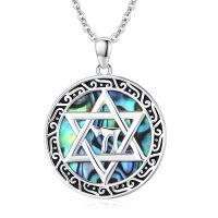 wholesale 925 Sterling Silver Star Of David Pendant Necklace-Star of David Chai Necklace