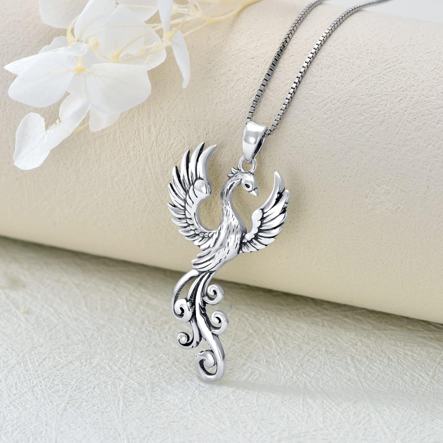 wholesale 925 Sterling Silver Phoenix Bird Pendant Necklace for Women-0-2