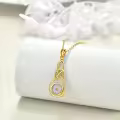 wholesale 925 Sterling Silver Celtic Knot Infinity Necklace Wholesale with Yellow Jade Stone - Faith Jewelry-0-2