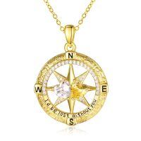 wholesale 925 Sterling Silver Compass Pendant with Birthstones for Women-04-11-Apr-Nov
