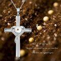 wholesale 925 Sterling Silver Cross with Mustard Seed and Cubic Zirconia Heart Pendant Necklace for Women Christian s-0-5