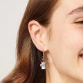 wholesale 925 Sterling Silver White Gold Plated Cute Fox Purple Crystal Opalite Drop Earrings-0-2