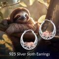 wholesale 925 Sterling Silver Sloth Design Round Hoop Earrings with Cubic Zirconia - Adorable Animal  for Her-0-1