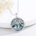wholesale 925 Sterling Silver Abalone Shell Tree of Life with Cross Pendant Necklace Gift for Women-0-3