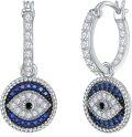 wholesale 925 Sterling Silver & Stone Evil Eye Protection Leverback Earrings 12.5mm, Gift for Her-0-0
