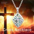 wholesale 925 Sterling Silver Abalone Shell Cross Pendant Necklace for Women Men Religious Jewelry Birthday Graduation Gifts-0-4