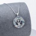 wholesale 925 Sterling Silver Blue Crystal Tree of Life Pendant Necklace with Cross Charm Celtic Knot Jewelry for Women-0-3