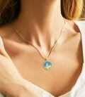 wholesale 925 Sterling Silver Virgo Zodiac Turquoise Pendant Necklace 18k Gold Plated-0-13