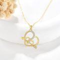 wholesale Cubic Zirconia Gold Plated Cupid Arrow Double Heart Pendant Necklace For Women-0-3