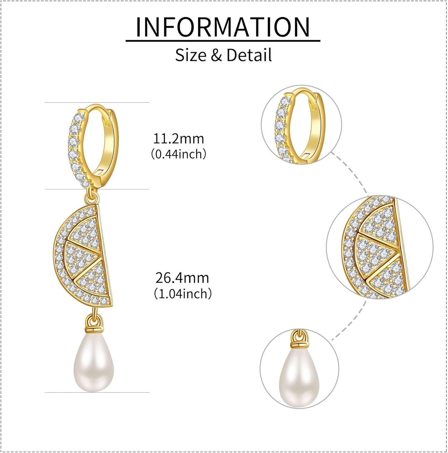 wholesale Gold 925 Sterling Silver Pearl Drop Geometric Hoop Earrings-0-3