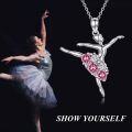 wholesale Sterling Silver Austrian Birthstone Crystal Ballerina Necklace Ballet Dancer Pendant Gift-0-1