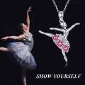 wholesale 925 Sterling Silver Ballet Dancer Necklace Wholesale With Green And White Crystals-0-1