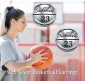 wholesale 925 Sterling Silver Basketball 23 Stud Earrings Sporty Gift for Her-0-5