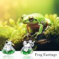 wholesale 925 Sterling Silver Frog Stud Earrings with Green Enamel for Women Hypoallergenic Animal s-0-2