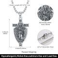 wholesale 925 Sterling Silver Saint Gabriel Shield Cross Necklace Pendant Jewelry for Men Women Boys Girls Gift 48cm Chain Length -0-2