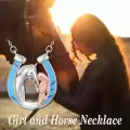TOUPOP Sterling Silver Turquoise Horseshoe Necklace Western Cowgirl Jewelry Gift-0-3