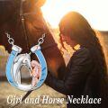 TOUPOP Sterling Silver Turquoise Horseshoe Necklace Western Cowgirl Jewelry Gift-0-3
