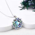 wholesale 925 Sterling Silver Abalone Shell & Blue Moonstone Lotus Pendant Necklace Yoga Jewelry for Women-0-2